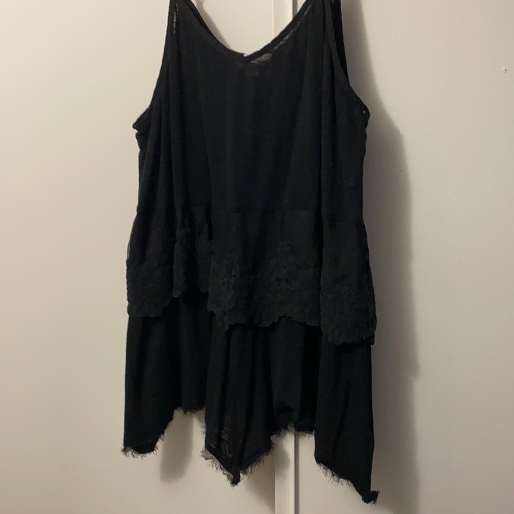 Black Ruffled Tank Top